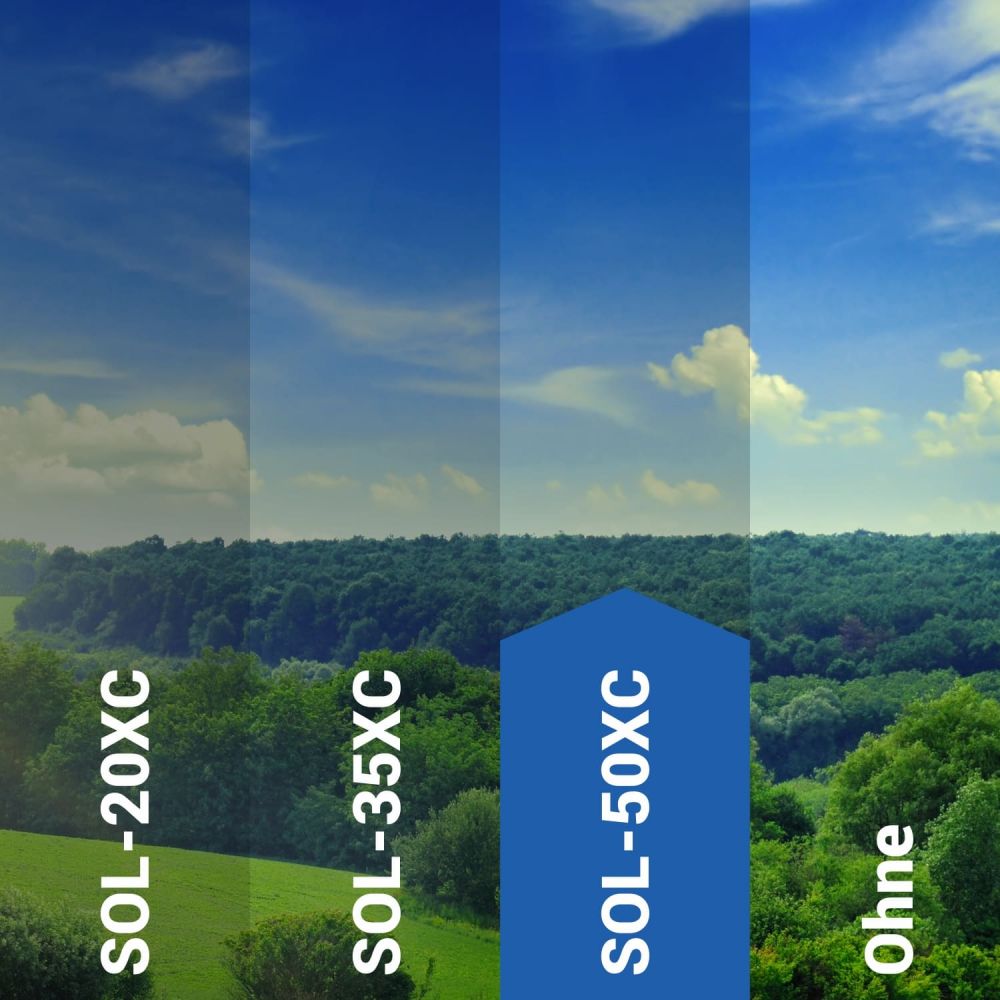 Sonnenschutzfolie außen SOL‑50XC Classic silber hell