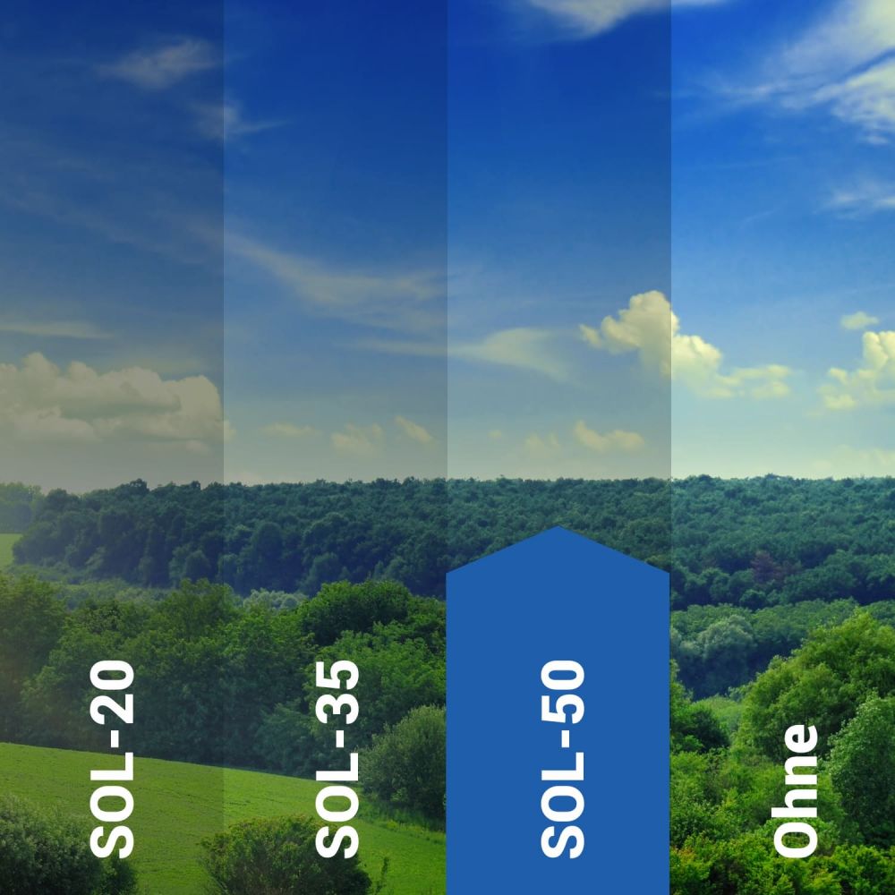 Sonnenschutzfolie innen SOL‑50 silber hell Sonnenschutzfolie innen SOL‑50 silber hell