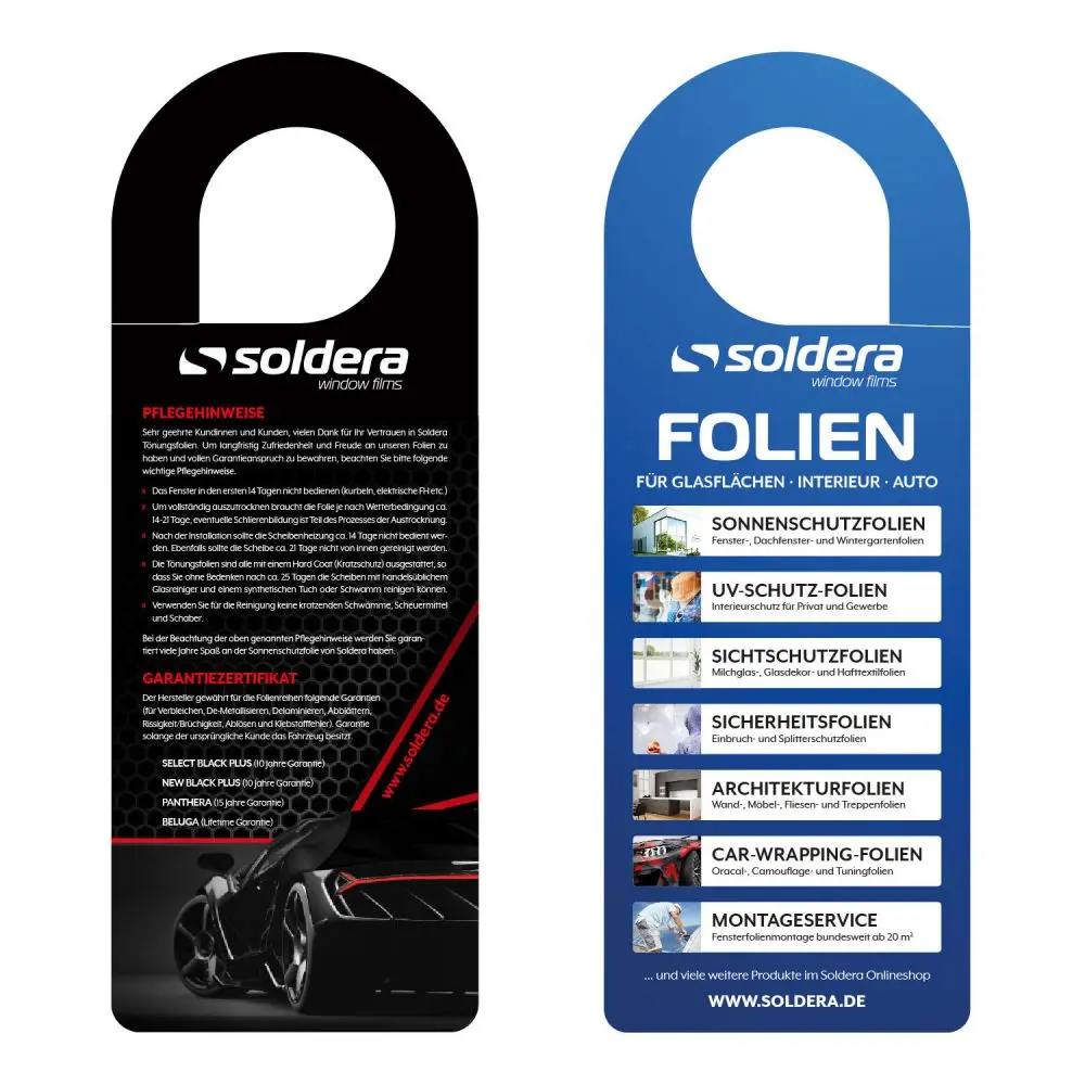Pflegehinweise für Tönungsfolien 10 Stück